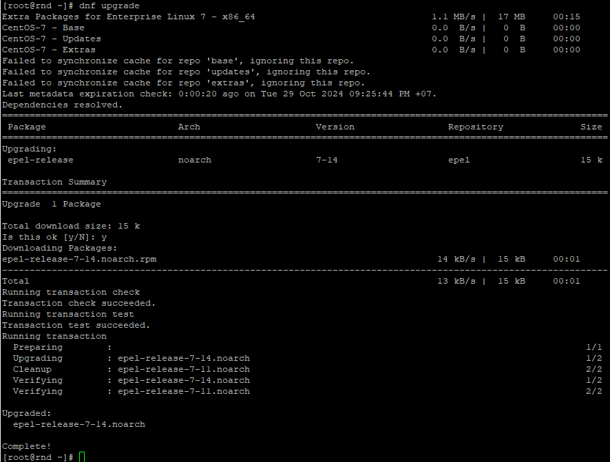 Langkah proses upgrade CentOS 7 ke CentOS 8